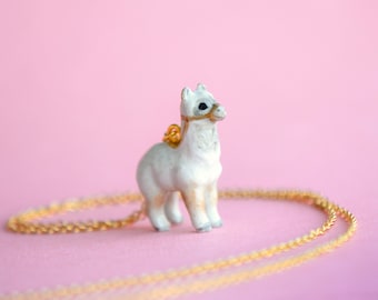 ALPACA Necklace  | Handcrafted Porcelain Jewelry | Camp Hollow Collectible Heirloom Art | The Perfect Gift | Collect them all!