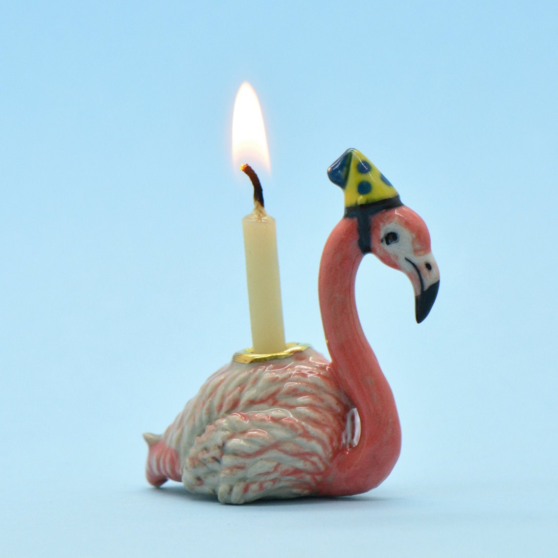 Flamingo Figurine Candle Holder Cake Topper Birthday Cake Etsy