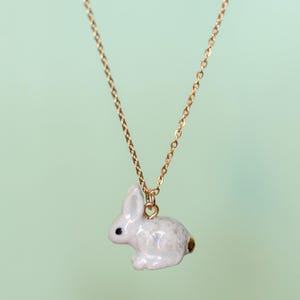 Goldentail Bunny Necklace  | Handcrafted Porcelain Jewelry | Camp Hollow Collectible Heirloom Art | The Perfect Gift | Collect them all!