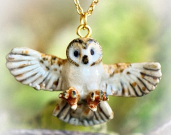 Barn Owl Necklace | Handcrafted Porcelain | Collectible Jewelry Heirloom Art | The Perfect Gift | Collect them all!