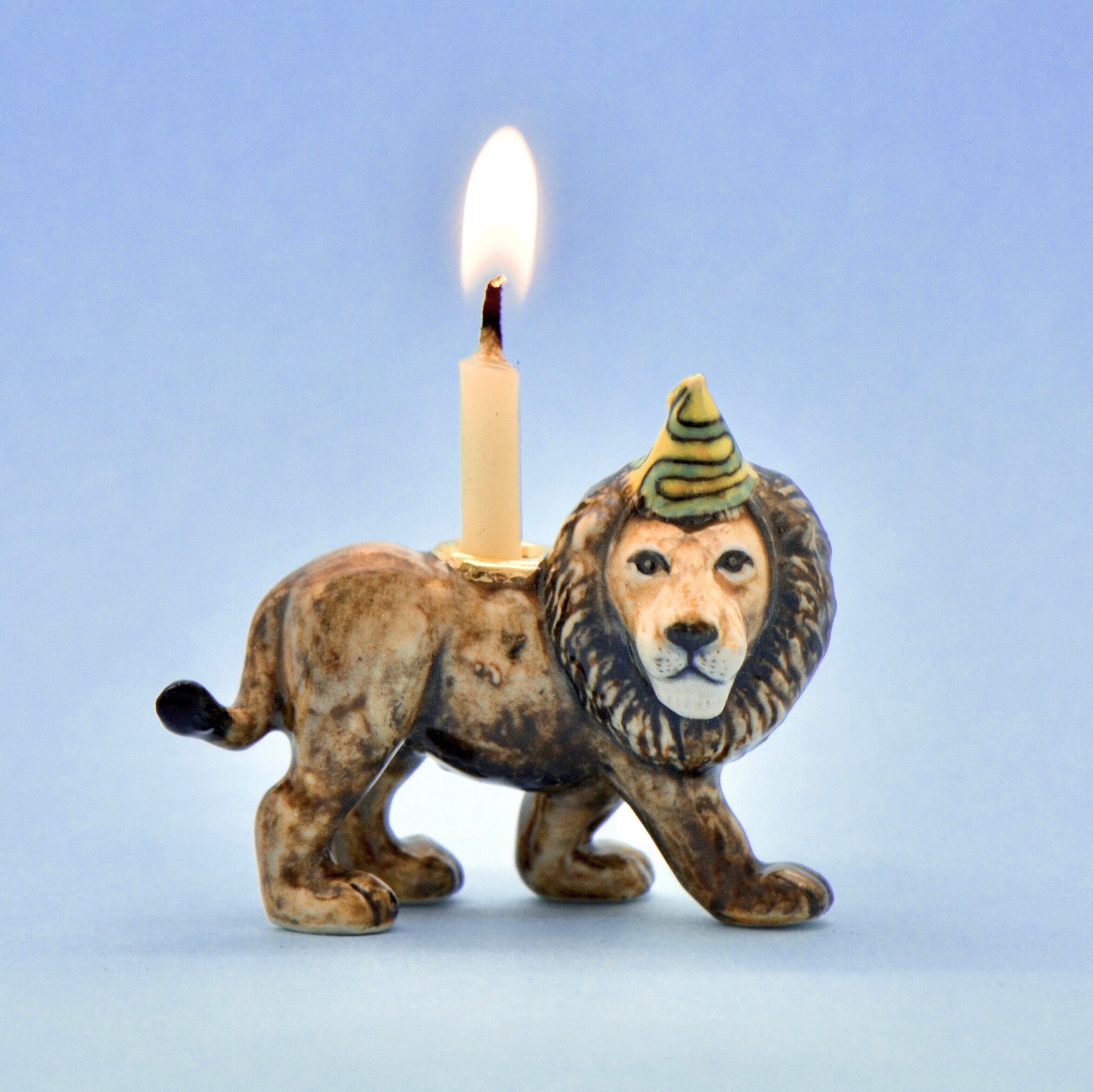 Lion Candle Holder Make a Wish Party Animal Cake Topper Etsy