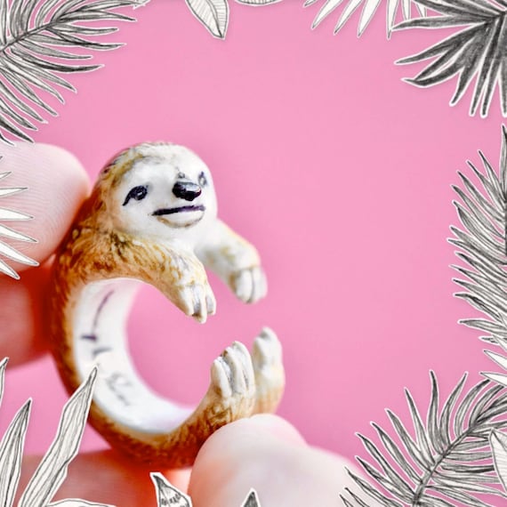 Mama Sloth Ring Mother Nature Is A Beast Ceramic Jewelry Etsy