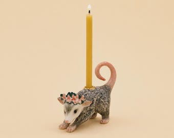 Possum Cake Topper | Porcelain Figurine | Camp Hollow Collectable Heirloom Art | Birthday Candle Holder | Collect them All!