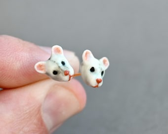 Mouse Earrings | Handcrafted Porcelain Jewlery | Camp Hollow Collectable Heirloom Art | The Perfect Gift | Collect them All!