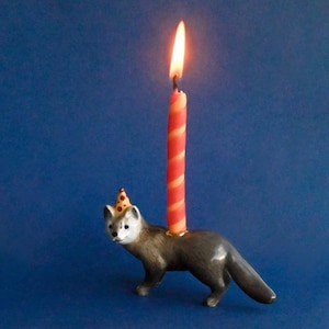 Mink Cake Topper| Handcrafted Porcelain Figurine | Camp Hollow Collectable Heirloom Art | Birthday Candle Holder | Collect them All!