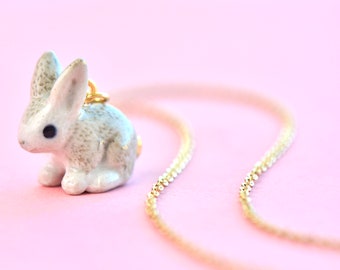 Goldentail Bunny Necklace  | Handcrafted Porcelain Jewelry | Camp Hollow Collectible Heirloom Art | The Perfect Gift | Collect them all!