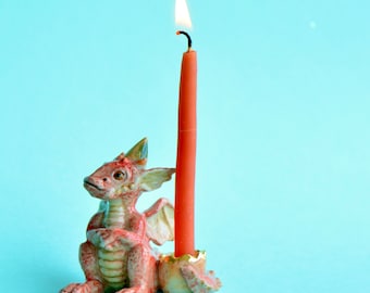 Year of the Dragon Cake Topper | Porcelain Figurine | Camp Hollow Collectable Heirloom Art | Birthday Candle Holder | Collect them All!