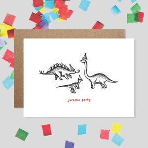 JURASSIC PARTY Dinosaur Birthday Card / Funny Birthday Card, Kids Birthday Party