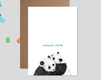 Sending You a Big Hug / Panda Greeting Card / Thinking of You, Animal Card