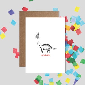 PARTYSAURUS Dinosaur Birthday Card / Funny Birthday Card, Kids Birthday Party, Jurassic Park