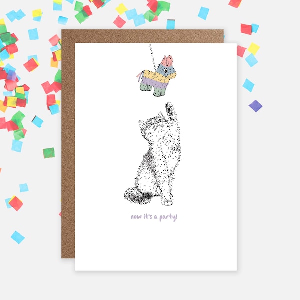 Cat Pinata Birthday Card / Kids Pinata / Funny Animal Card