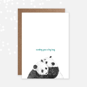 Enviando um grande abraço / Cartão de felicitações Panda / Pensando em você, cartão animal