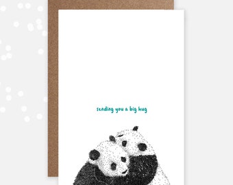 Sending You a Big Hug / Panda Greeting Card / Thinking of You, Animal Card