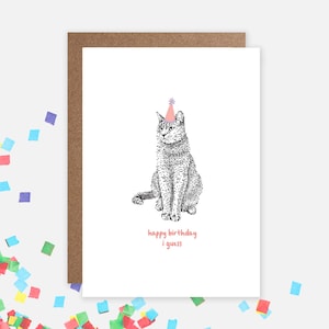 Carte d'anniversaire drôle de chat/joyeux anniversaire, je suppose/carte animal impertinent