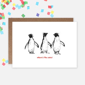 Adorable carte d'anniversaire pingouin rigolote - respectueuse de l'environnement, message personnalisé, imprimé au Royaume-Uni