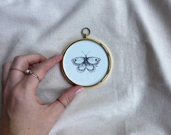 Miniature Butterfly Art Print in Vintage Gold Frame