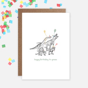 Cartão de aniversário de dinossauros cantores / Festa de aniversário infantil, Cartão de aniversário engraçado