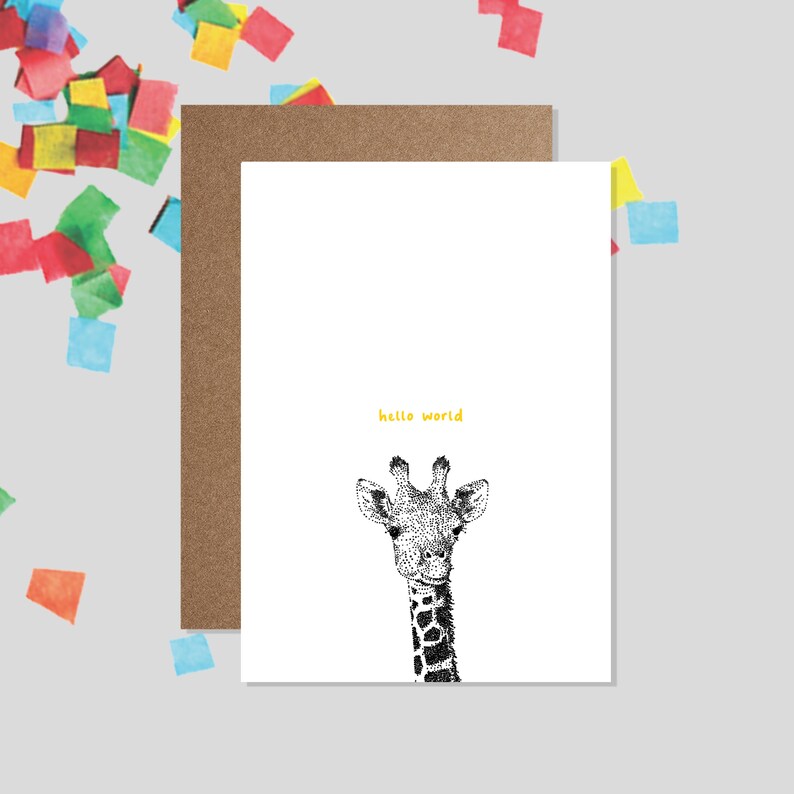 New Baby Card Handmade Card Free Personalisation Personalised Giraffe New Baby Girl Card Hello Baby Girl New Baby Girl Card