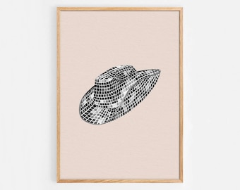 Disco Ball Cowboy Hat Print - Beyonce, Taylor Swift Painting