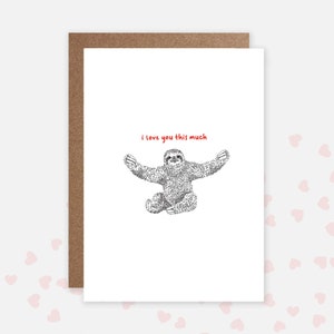 Tarjeta linda del día de San Valentín del perezoso, tarjeta de aniversario - mensaje personalizado, ecológico