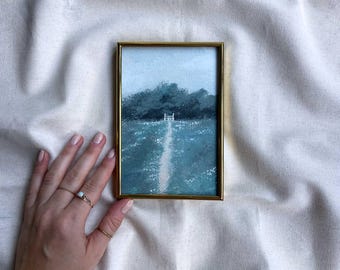 Small Framed Countryside Print – Mini English Landscape Art in Vintage Gold Frame, Eco-Friendly Wall Art by Catherine Bamber