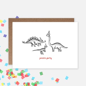 JURASSIC PARTY Dinosaur Birthday Card / Funny Birthday Card, Kids Birthday Party