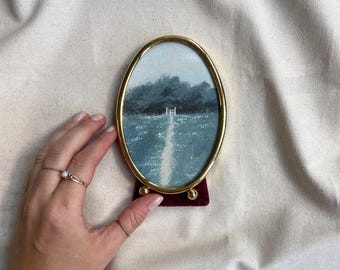 Small Framed Countryside Print – Mini English Landscape Art in Vintage Gold Frame, Eco-Friendly Wall Art by Catherine Bamber