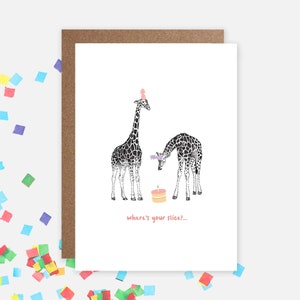 Carte d'anniversaire girafe / carte animal drôle, fête d'enfants