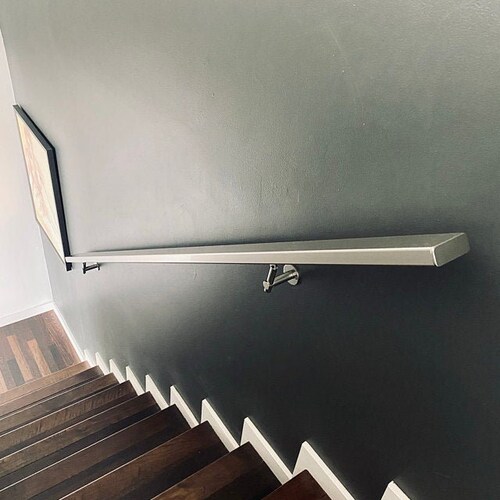 LED Square Flat Wall Mount Modern Stair shops Hand Rail Staircase Railing Kit - Aluminium