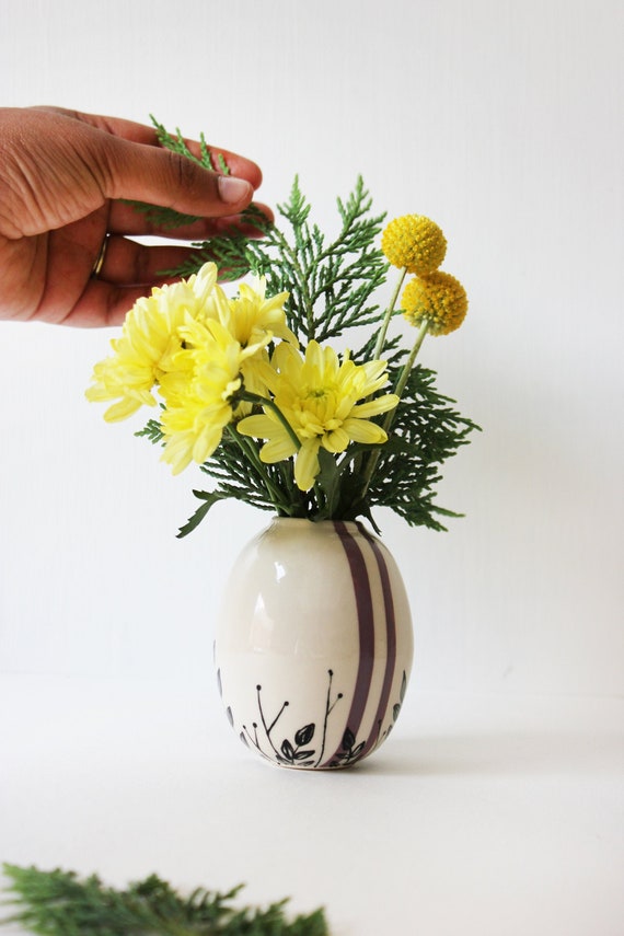 White Flower Vase Ceramic Vase White Bud Vases Small Etsy