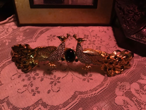 Vintage Judith leiber peacock gold belt buckle