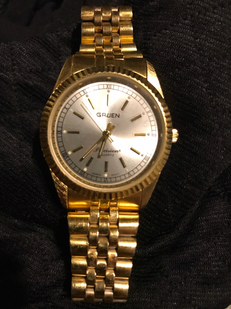 Vintage mens Gruen precision quartz watch Etsy