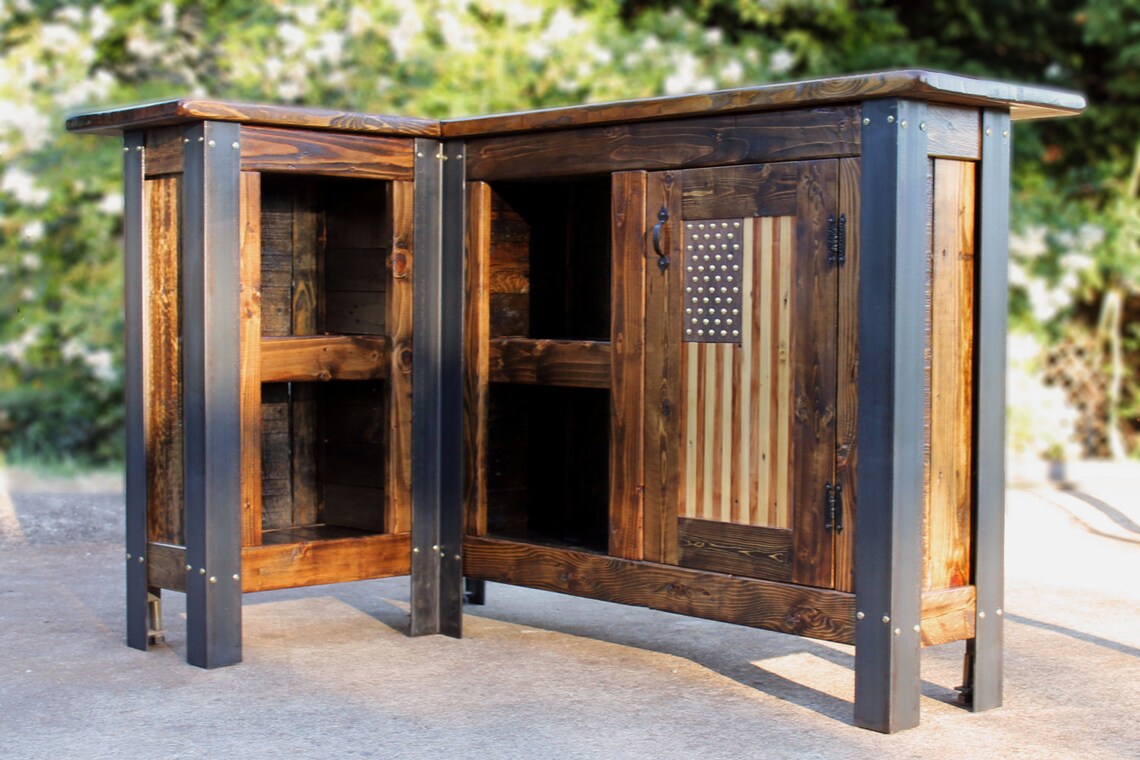 L Shaped Bar Reclaimed Wood Bar Restaurant Bar Wood Countertop Etsy