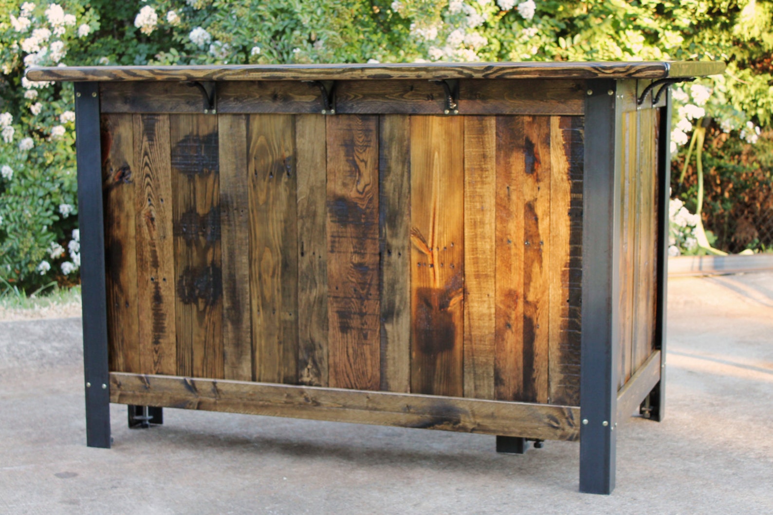 L Shaped Bar Reclaimed Wood Bar Restaurant Bar Wood Countertop Etsy