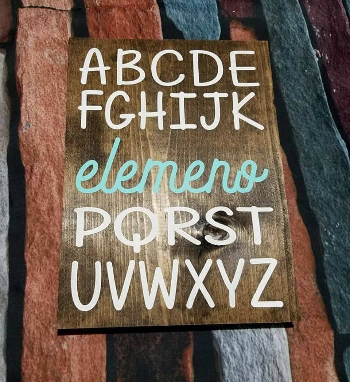 Rustic abc Elemeno Wood Sign Alphabet Kids Children ABCD Room Love ...