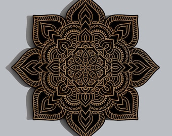 Floral Mandala Geometric Laser Engraved Wood Wall Art