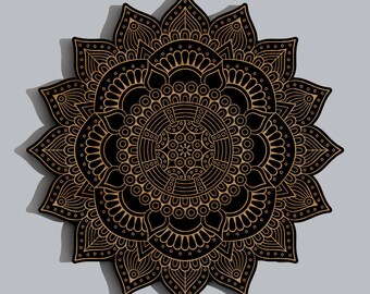 Floral Mandala Geometric Laser Engraved Wood Wall Art