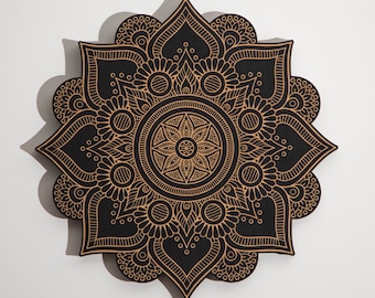 Floral Mandala Geometric Laser Engraved Wood Wall Art