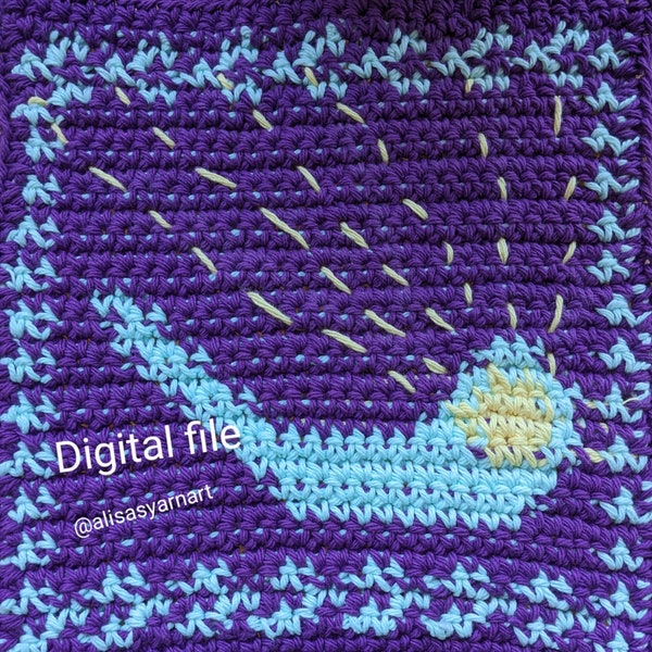 Shofar Potholder and Placemat Tapestry Crochet Pattern for High Holidays - Digital File - Pattern for Rosh Hashanah and Yom Kippur