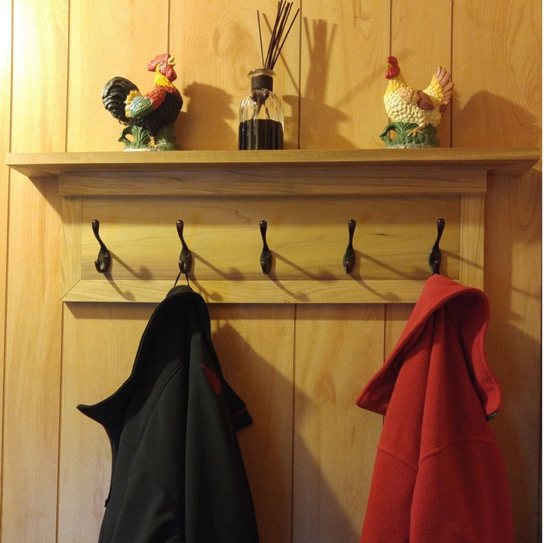 48 Wall Mounted Coat Rack, Hallway Shelf, Black, White, Espresso, Hand Oiled Etsy