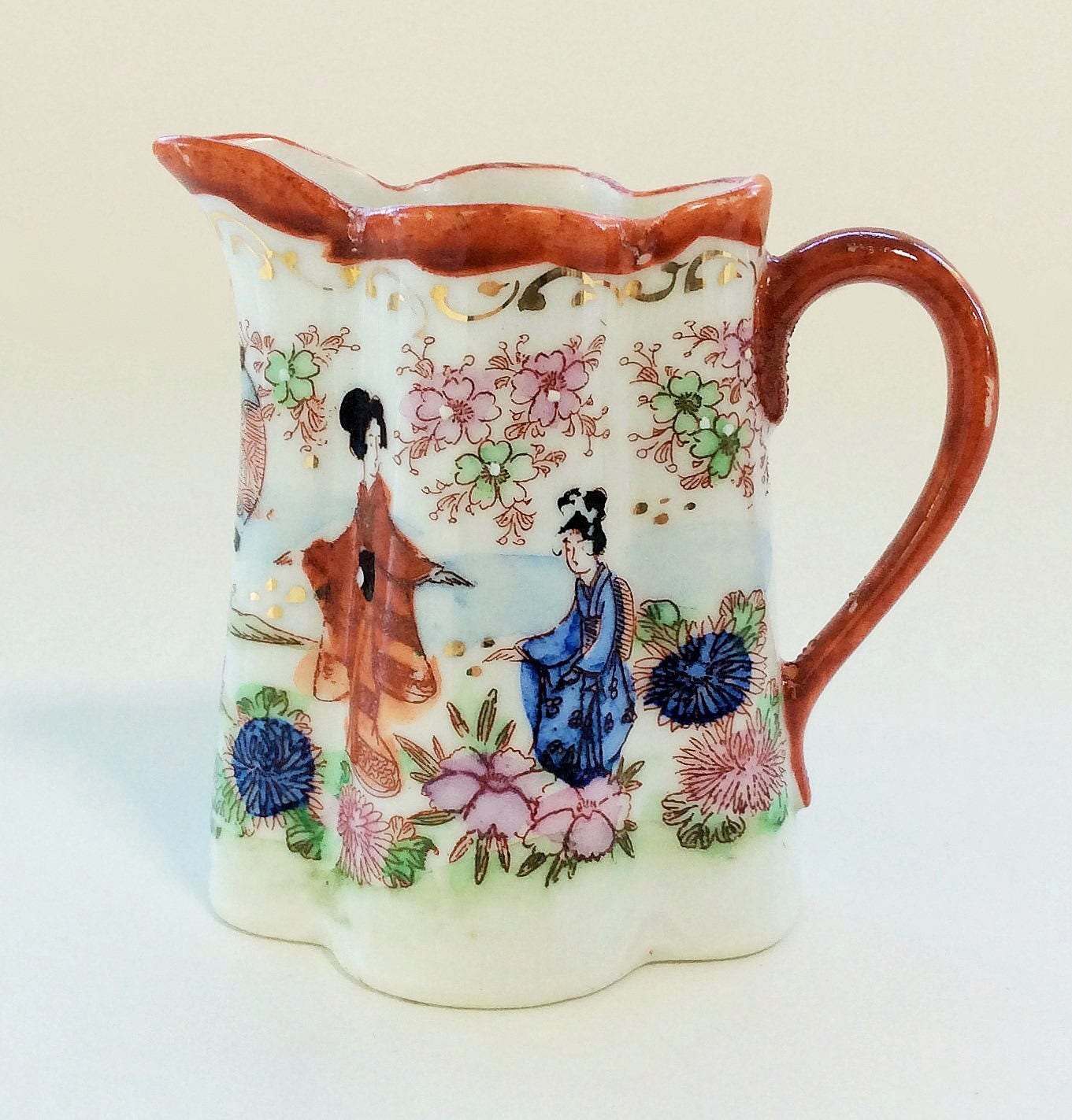 Antique Japanese Geisha Girl Porcelain Cream Pitcher Vintage Etsy
