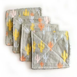 Modern Cactus Print Reusable Fabric Dryer Sheets | Handmade Eco Friendly Make Up Wipes