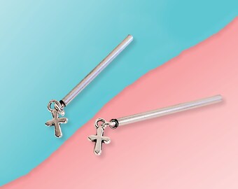18 inch Doll Silver Cross Earrings - American Girl Sized Pierced Post Jewelry - Dolls Accessories Drilled Holes - Our Generation My Life