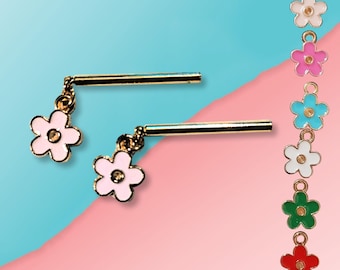 18 inch Doll Cherry Blossom Earrings - American Girl Sized Pierced Post Jewelry - Dolls Accessories Drilled Holes - Our Generation My Life