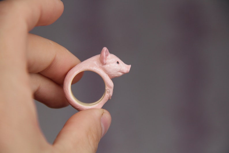 Anillo De Cerdo Rosa Anillo De Piggy Anillo De Cerdito Etsy