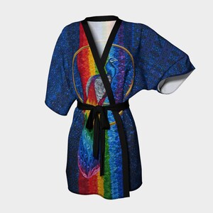 Prismatic Rainbow Peacock Kimono