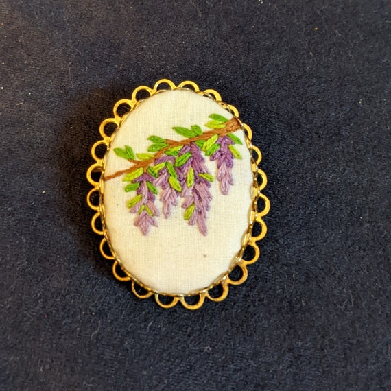 Wisteria Embroidery Pin Gem