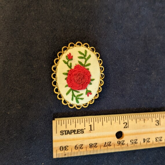 Single Rose Embroidery Pin Gem