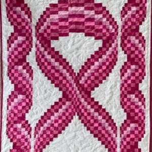 Digital Bargello Pink Ribbon Lap Quilt Pattern