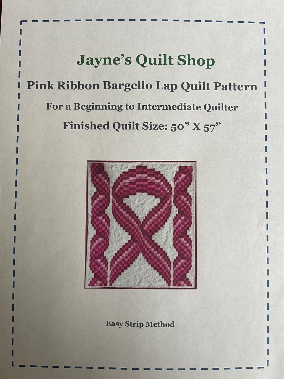 Paper Copy Pink Ribbon Lap Quilt Pattern - Etsy